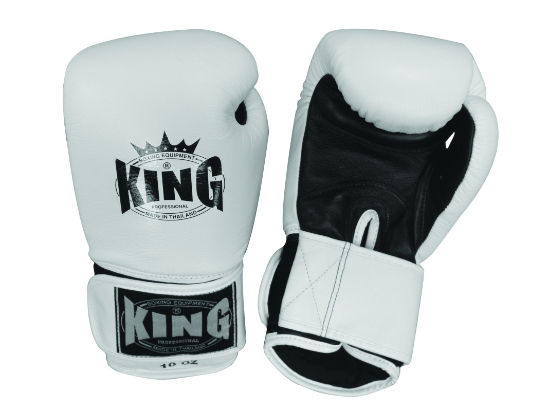 King Professional white rokavice za boks, kickbox, MT - goveje usnje